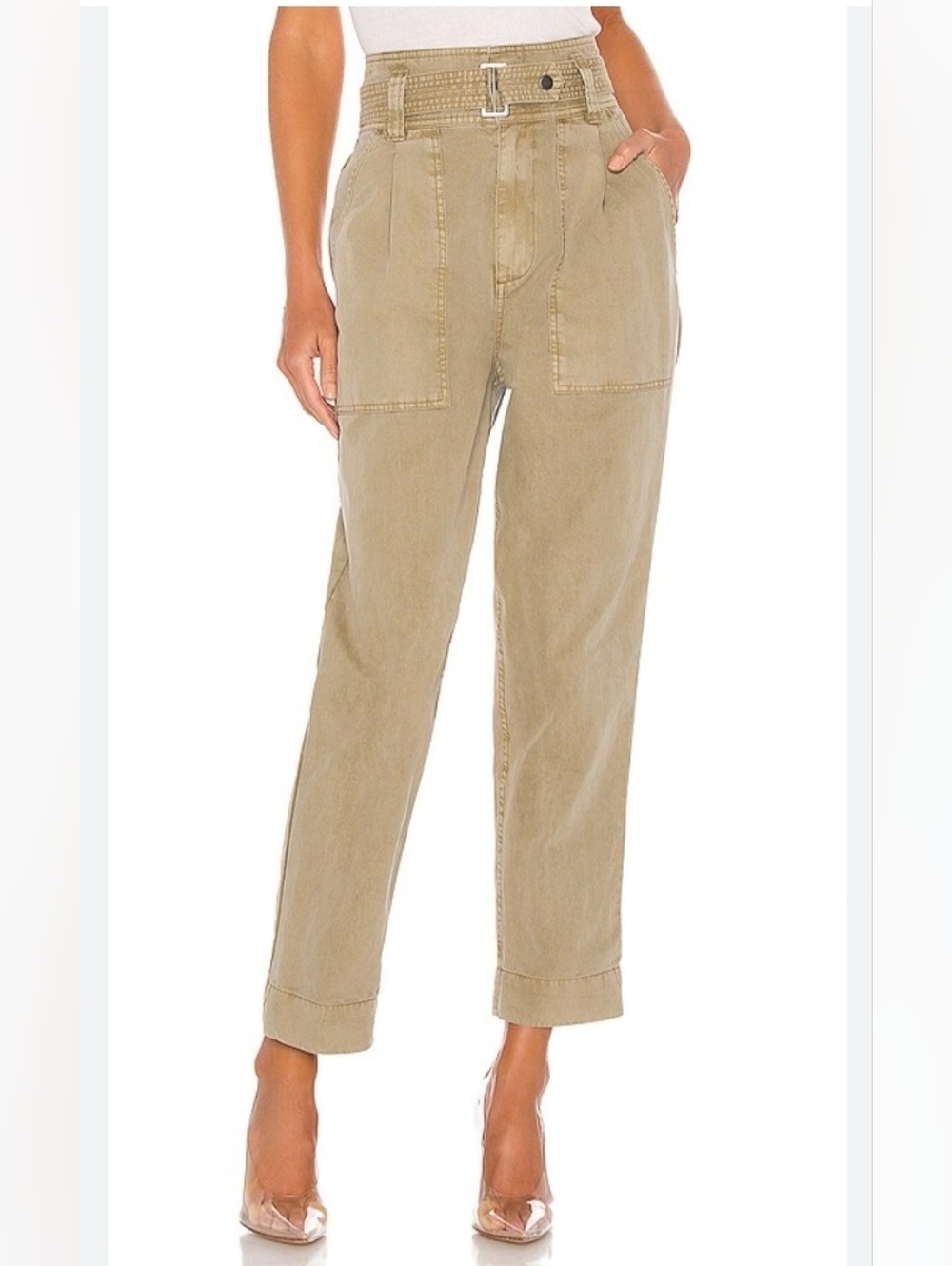 REVOLVE PISTOLA ARI HIGHWAISTED PAPERBAG KHAKI CARGO PANTS